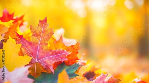 Autumn Leaves Close Up, Red Yellow Fall Foliage