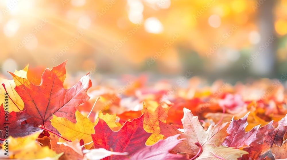Fototapeta premium Autumn Leaves Ground, Fall Colors Nature Background