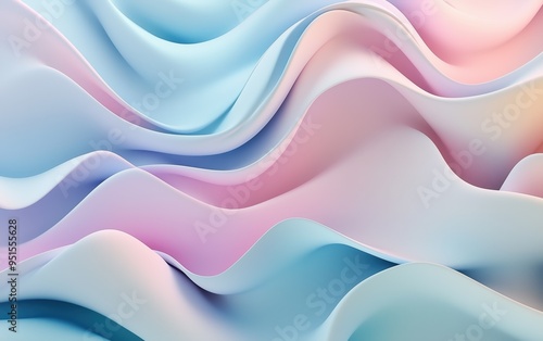 Abstract pastel colors 3d background. Dreamy three-dimensional background in soft abstract flow colors gradient surface, creating lines, waves and swirls. Wrinkle silicone sheet background