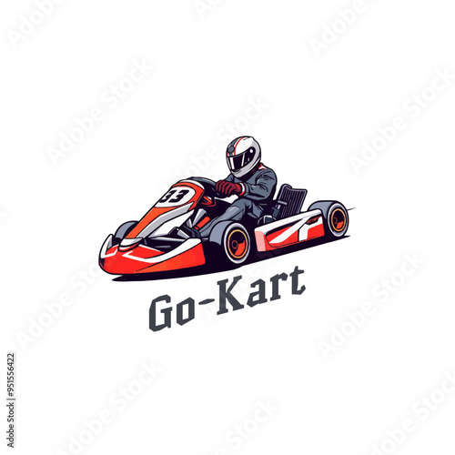 Karting Vector logo design template. Go Kart racing illustration, good for event logo, t shirt design and racing team logo 