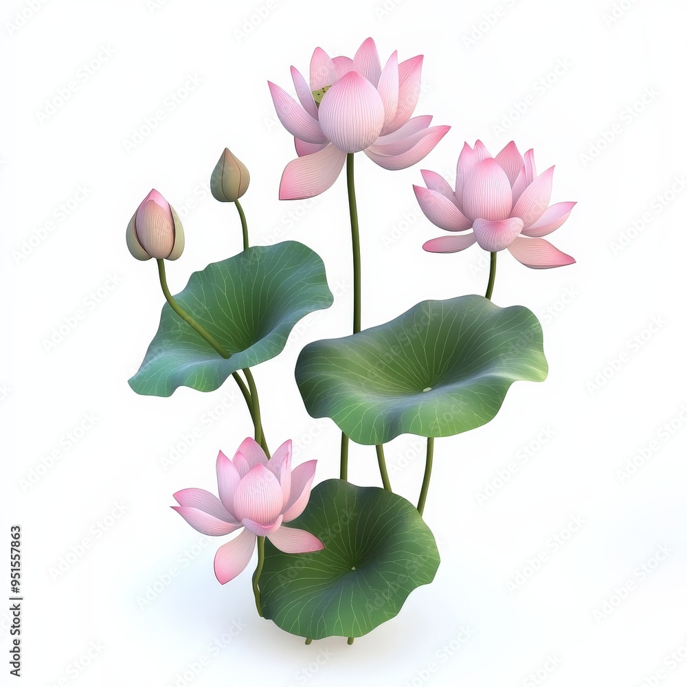 Pink Lotus Flower with Green Leaves. Pink Lotus Flower with Green Leaves.