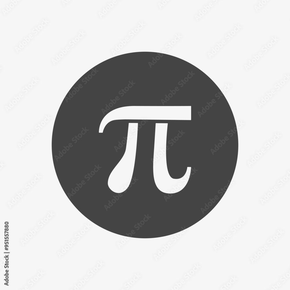 Pi 3.14 mathematical constant symbol. Greek letter, math sign in black circle Pi 3.14 mathematical constant symbol. Greek letter, math sign in black circle