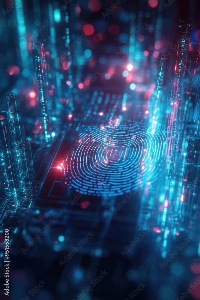 Fototapeta premium Fingerprint on Circuit Board