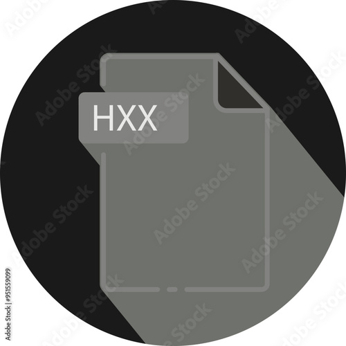 HXX File fomat minimal icon with circle outside photo