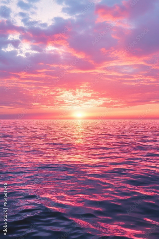 Sunset over cloudy ocean Sunset over cloudy ocean