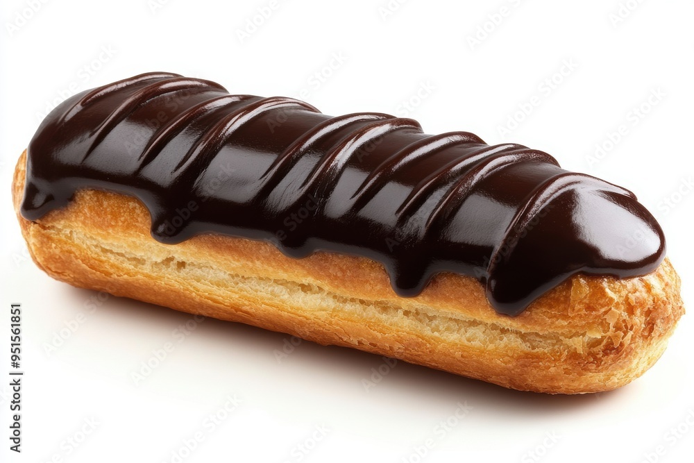 Delicious chocolate eclair on white background Delicious chocolate eclair on white background