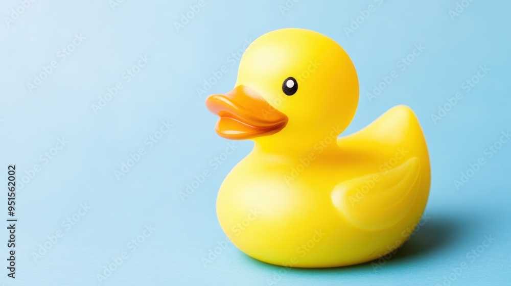 Bright yellow rubber duck on blue background Bright yellow rubber duck on blue background