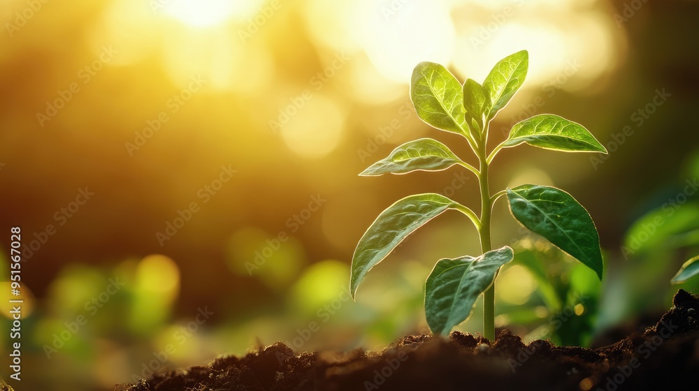 Close Up of a Young Plant Bathed in Morning Light Close Up of a Young Plant Bathed in Morning Light