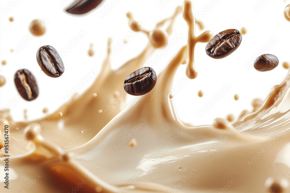 Fototapeta premium creamy splash of coffee with milk captured in motion