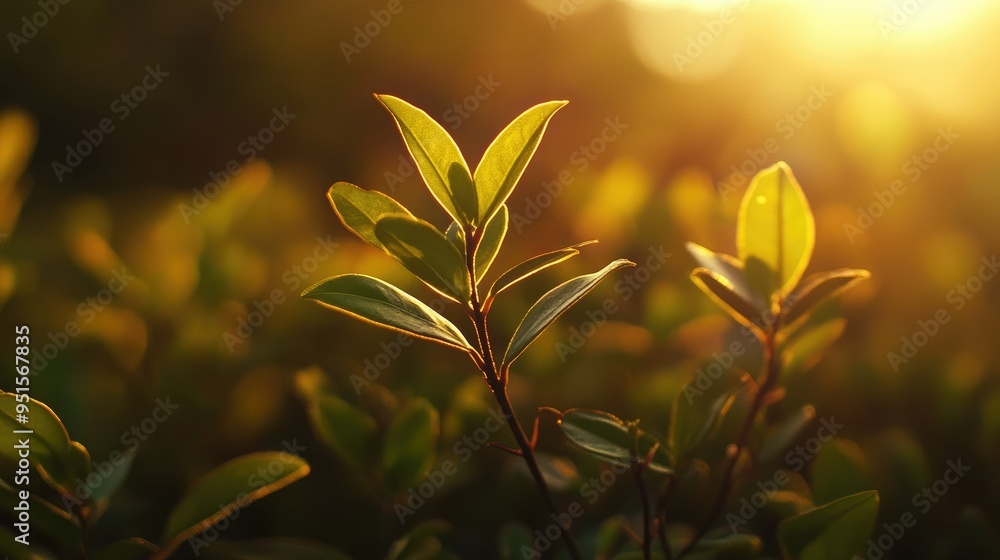 Close Up of a Young Plant Bathed in Morning Light Close Up of a Young Plant Bathed in Morning Light