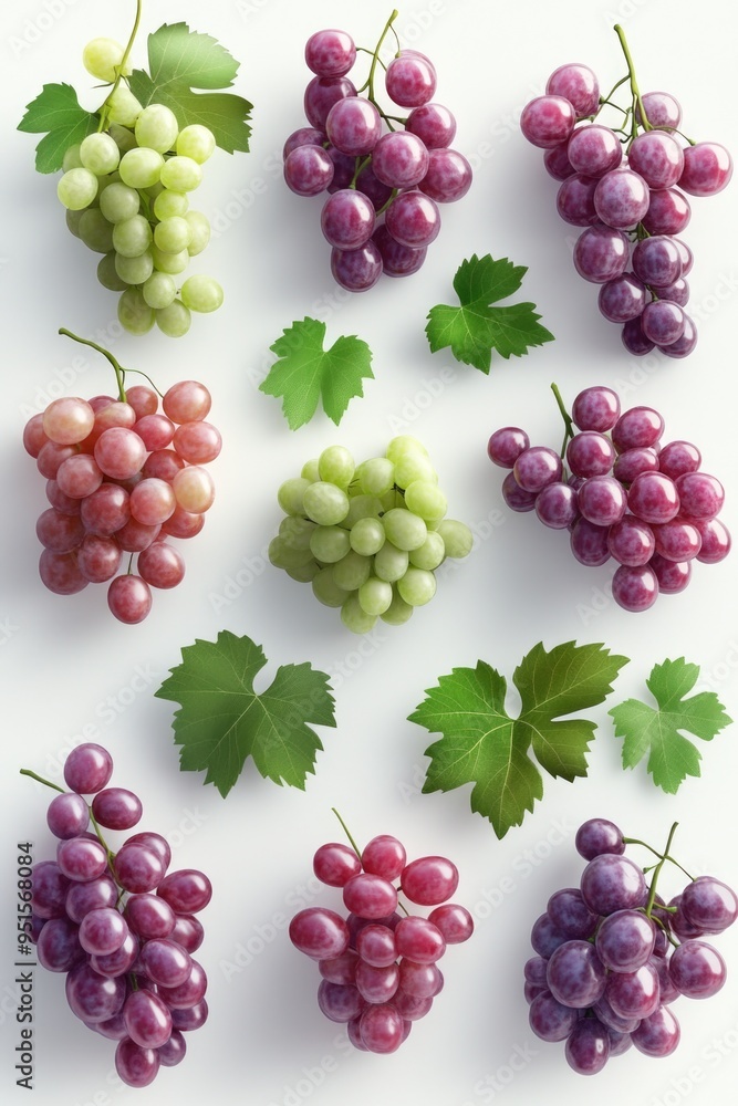 Grapes and Leaves on White Surface Grapes and Leaves on White Surface