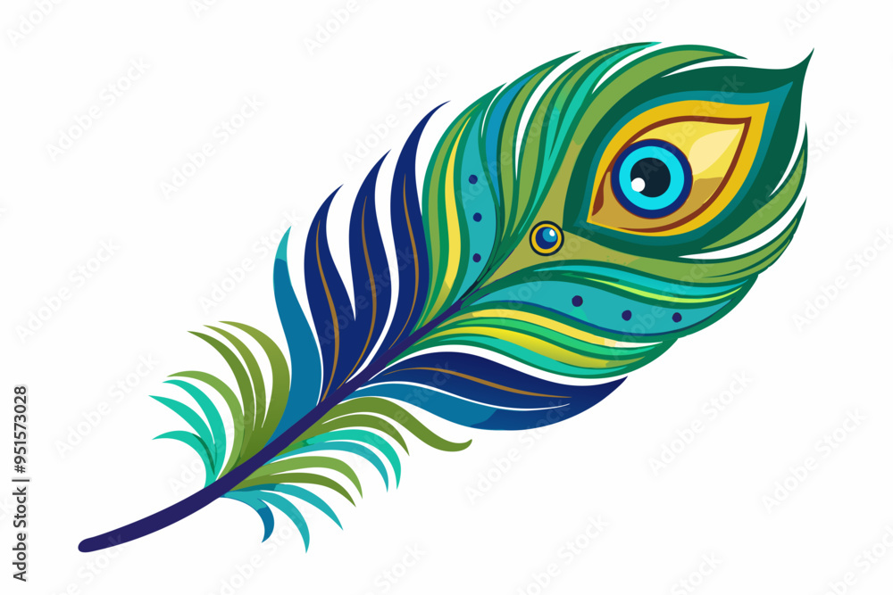 Obraz premium Peacock feather vector illustration 