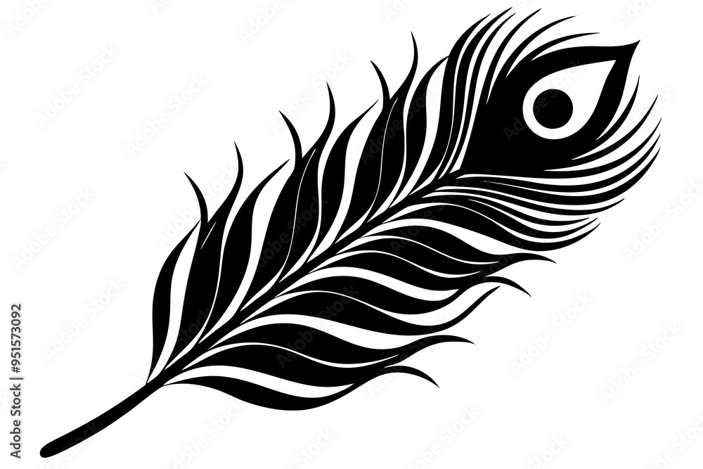 Obraz premium Peacock feather silhouette vector illustration