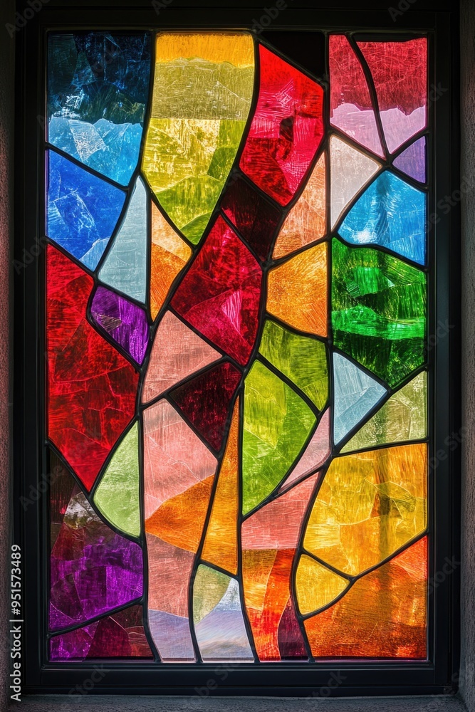 Fototapeta premium Black framed stained glass window