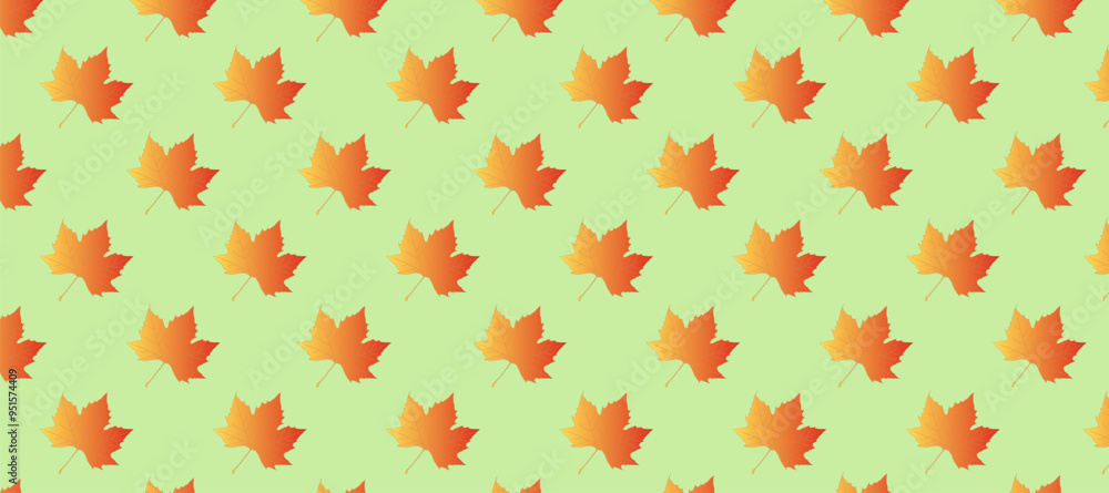 Yellow and red autumn leaves in the green background Yellow and red autumn leaves in the green background