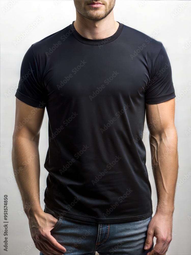 solid plain black t shirt on a man digital screen solid plain black t shirt on a man digital screen