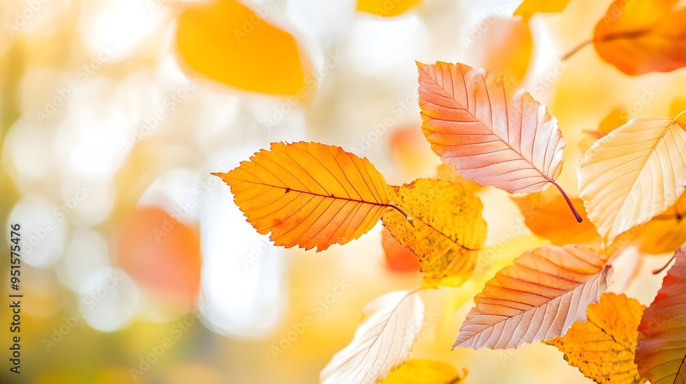Obraz premium Golden Autumn Leaves Bokeh Background