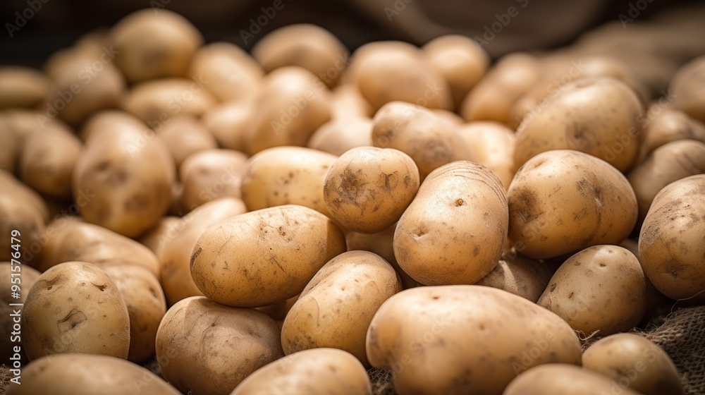 A pile of close up potatoes, organic food horizontal background. A pile of close up potatoes, organic food horizontal background.