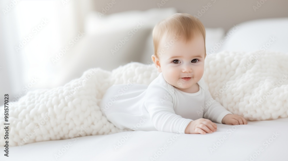Adorable Baby on Soft Blanket Adorable Baby on Soft Blanket