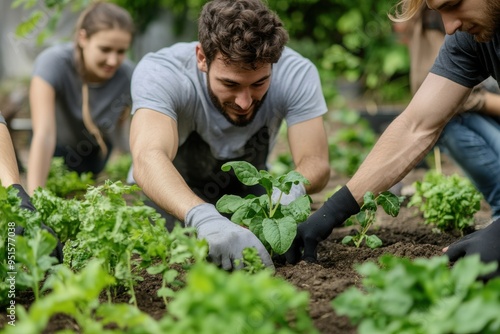 Wallpaper Mural A dynamic and engaging scene of a diverse group of young adults working together in a community Torontodigital.ca