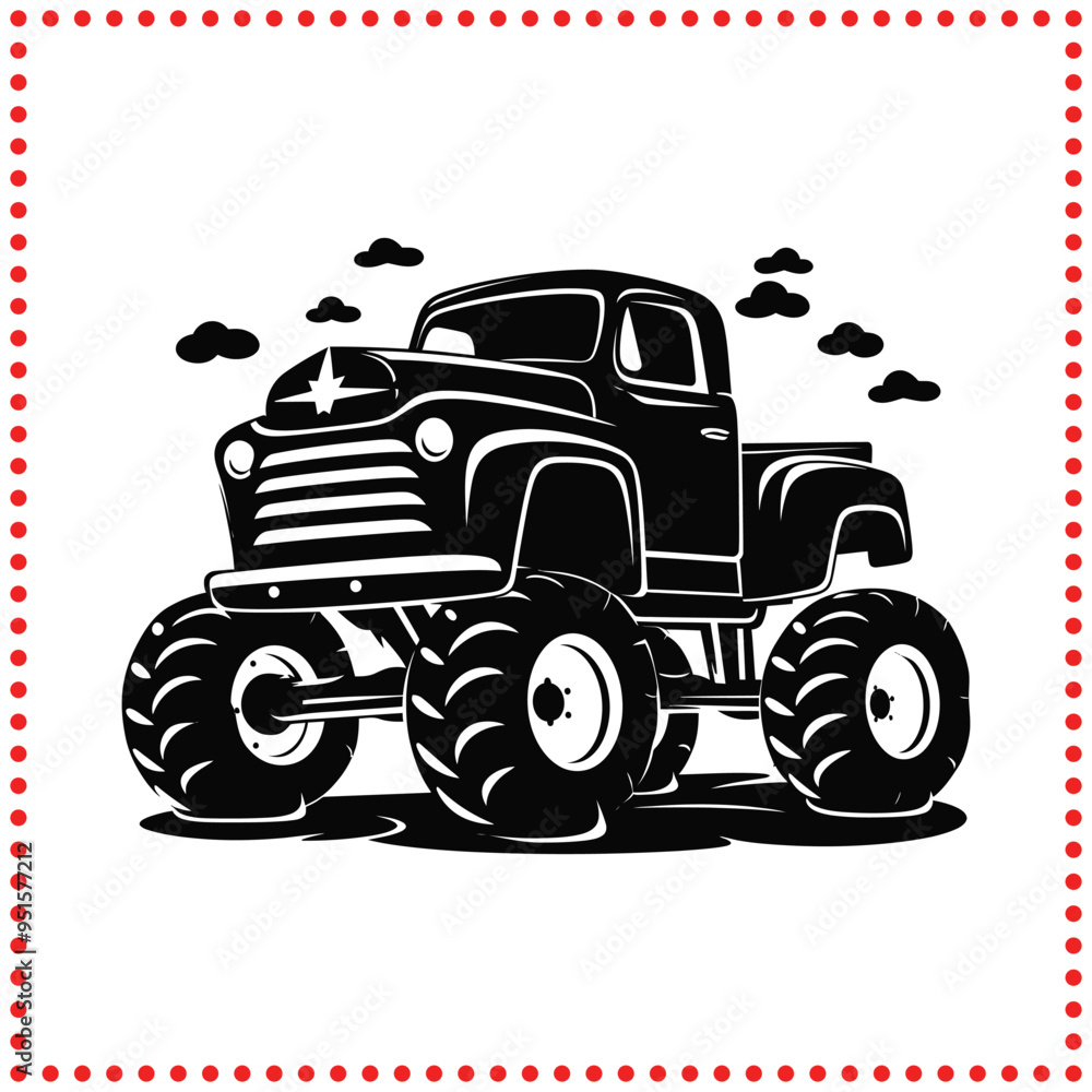 Classic Monster Truck Design Great for Automotive Branding and Off Road Event Posters Classic Monster Truck Design Great for Automotive Branding and Off Road Event Posters