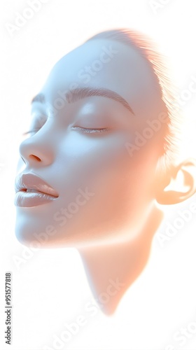 Radiant and Luminous Skin   Captivating Facial Portrait on Minimalist White Background