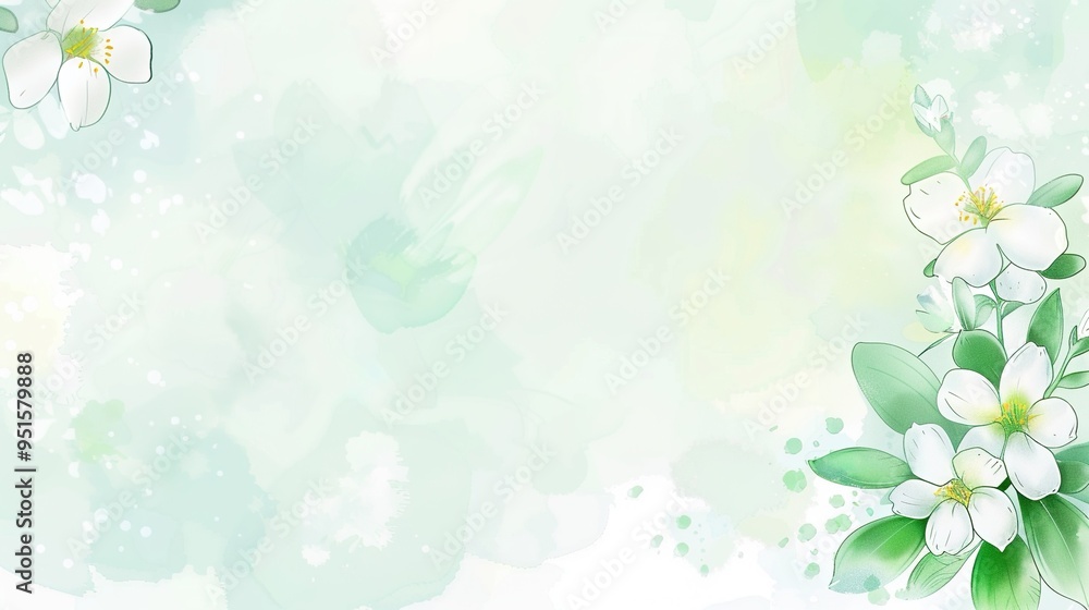 Elegant Vector Illustration: Pastel Blue and Yellow Background with Delicate White Flowers, Light Gray Cloud Patterns, and Hand-Drawn Style for High-Quality Designs Elegant Vector Illustration: Pastel Blue and Yellow Background with Delicate White Flowers, Light Gray Cloud Patterns, and Hand-Drawn Style for High-Quality Designs