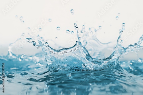 A dynamic splash of clear blue water captured mid-motion against