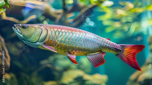 Silver Arowana Fish in Captivating Aquarium