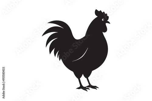 Chicken silhouette vector illustration, Chicken silhouette vector, Chicken silhouette line art