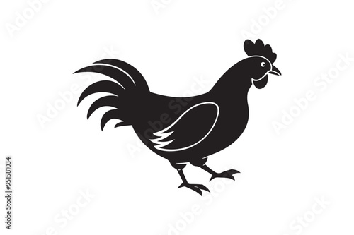 Chicken silhouette vector illustration, Chicken silhouette vector, Chicken silhouette line art