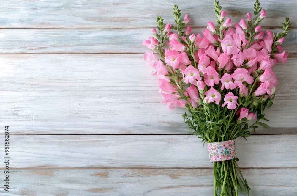 Pink Flowers on Wooden Background Pink Flowers on Wooden Background