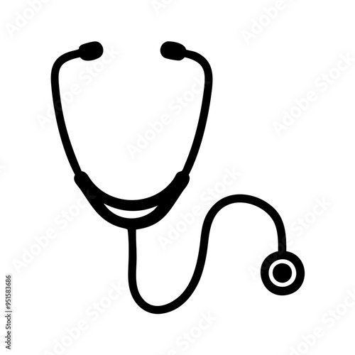 stethoscope Icon vector art illustration black color, Medical Icon vector silhouette