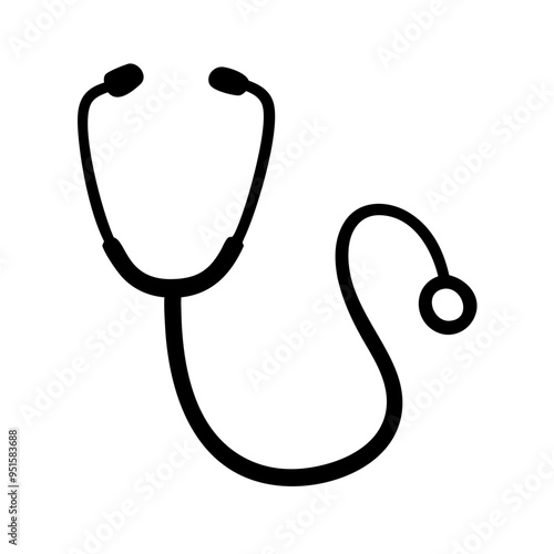 stethoscope Icon vector art illustration black color, Medical Icon vector silhouette