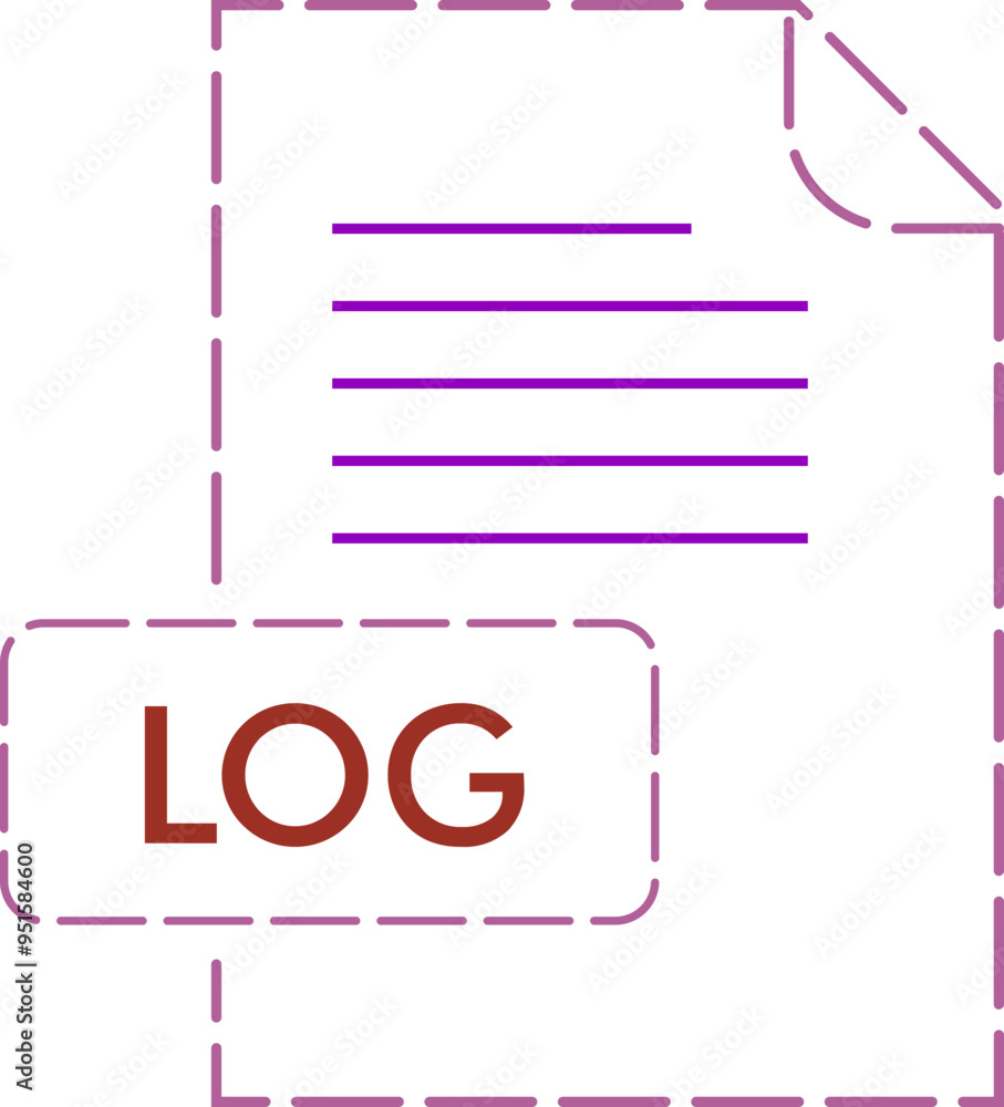 LOG File format icon rounded dashed outline LOG File format icon rounded dashed outline