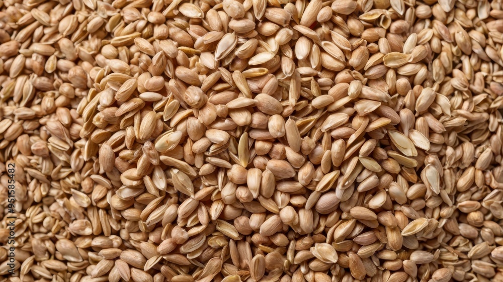 Peeled spelt grains, top view, isolated on white Peeled spelt grains, top view, isolated on white