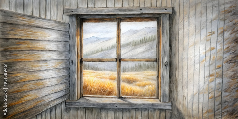 Rustic Window Scenic View Mountain Landscape Nature Light Rustic Window Scenic View Mountain Landscape Nature Light