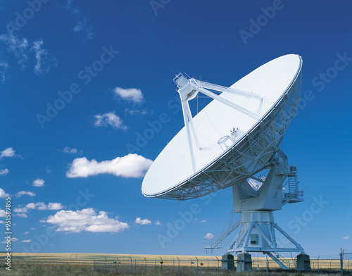 New Mexico, United States - August 1, 2002: Summer view of a satellite antenna of VLA(Very Large Array) on the desert photo