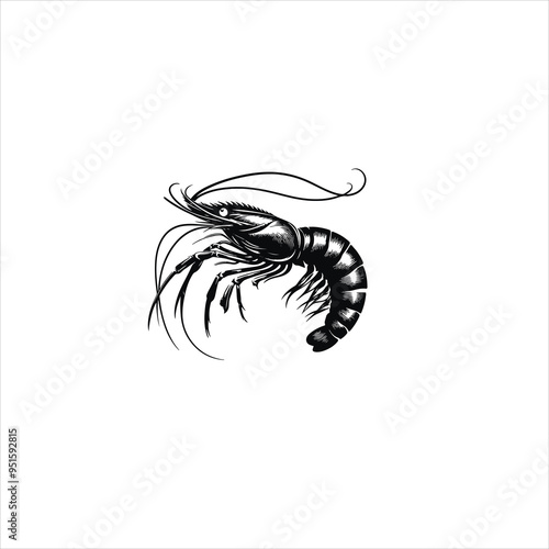 Shrimp silhouette vector icon illustration