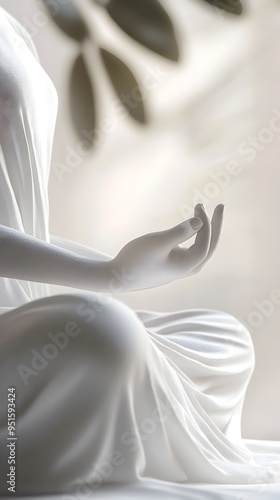 Serene Wellness Promotion with Impressionist Style Meditation Pose and Glowing Skin