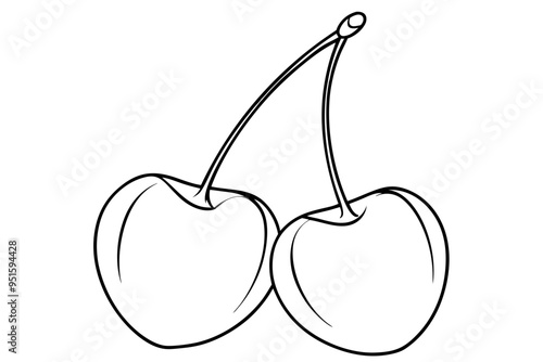 Line art of cherry fruit