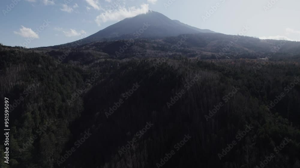 Aerial View of High Mountains and Foothills: Mt. Ontake 御嶽山 後退 Aerial View of High Mountains and Foothills: Mt. Ontake 御嶽山 後退