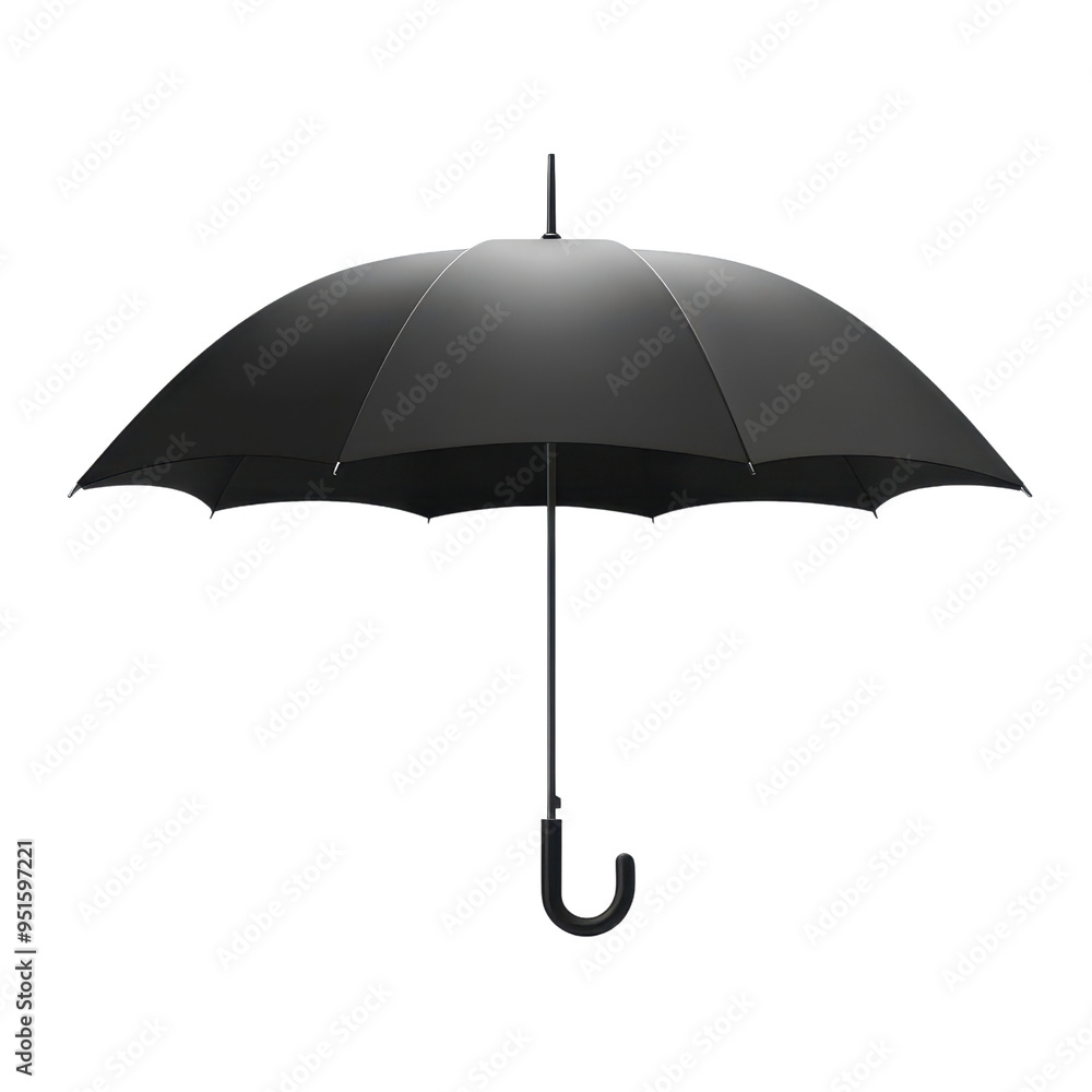 A sleek black umbrella open against a clean background, perfect for rain protection and stylish outdoor accessories. A sleek black umbrella open against a clean background, perfect for rain protection and stylish outdoor accessories.