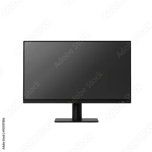 Sleek black monitor with a minimalist design, perfect for modern workspaces and creating a visually appealing setup.