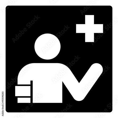 ISO emergency and first aid safety signs_first aid responder_symbol and pictogram only_black and white edition