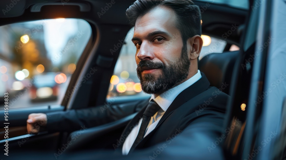 Man in Suit Driving a Car Man in Suit Driving a Car