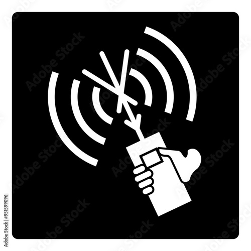 ISO emergency and first aid safety signs_two-way vhf radiotelephone apparatus_symbol and pictogram only_black and white edition