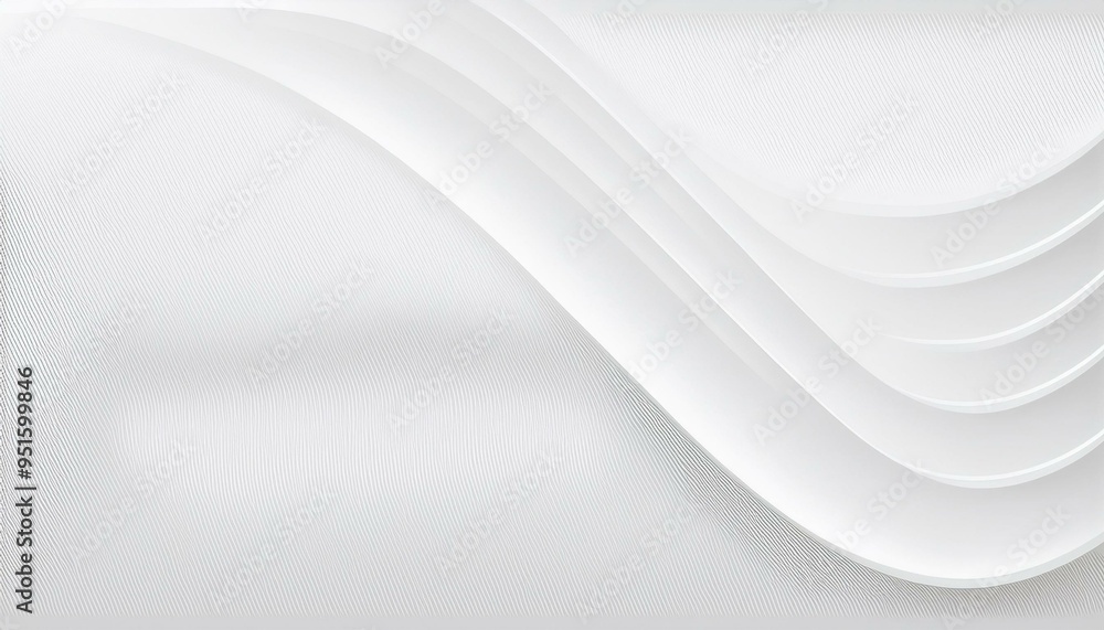 Obraz premium White and light gray abstract paper wave luxurious background. Smooth and clean modern abstract wave curve lines banner design. White cloth soft wave texture pattern background