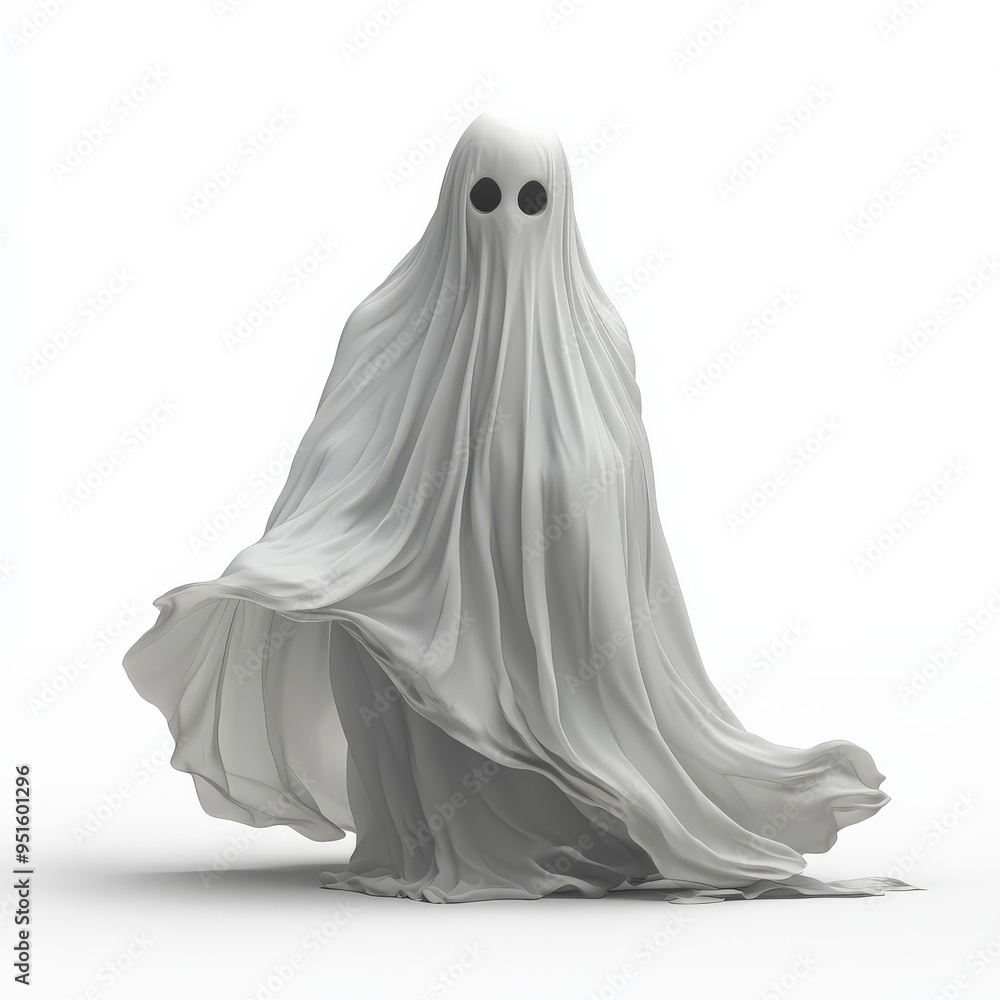 Ghostly Figure in White Sheet. Ghostly Figure in White Sheet.