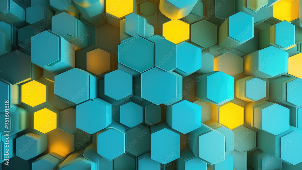 Soft Elegance: Turquoise Blue to Soft Yellow Gradient with Hexagon Pattern Soft Elegance: Turquoise Blue to Soft Yellow Gradient with Hexagon Pattern
